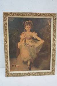 lot 140 image: Miss Murray Framed Painting Of Little Girl Holder Her Dress