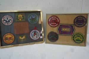 lot 219 image: Framed Vintage Sporting Patches, NRA, Boy Scout
