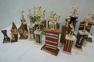 lot 229 image: Variety of Bowling Trophies 70s, 80s, 90s