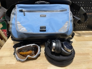 Waterproof Bag, Headphones and Oakley Goggles