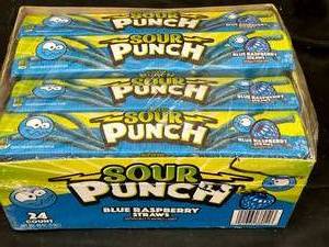 lot 89 image: Sour Punch Blue Raspberry Straws Box of 24 Best By 09202024