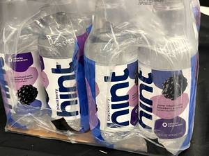lot 282 image: Hint Water infused with Blackberry essence 24 pack 16oz bottles Best By 12222023