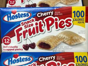 lot 42 image: Hostess Mini Cherry Pies 3 boxes Best By 07232023