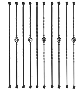 lot 428 image: 10 Pack Iron Balusters for Staircase Stair Spindles Hollow Single Basket with Knuckles Double Twist 12