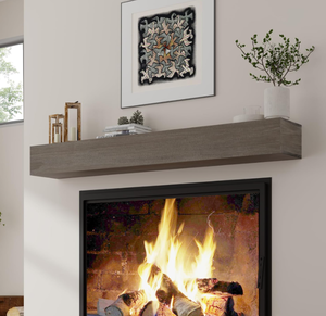 lot 430 image: 48 Inch Floating Wood Fireplace Mantel, Grey,