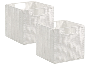 lot 433 image: LOT of 2 Vagusicc Storage Baskets, Hand-Woven Paper Rope Wicker Baskets (13x13x13)