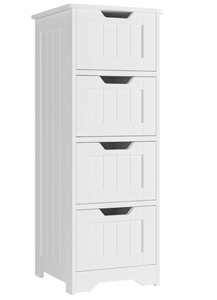 lot 435 image: FOTOSOK Bathroom Storage Cabinet, Side Cabinet with 4 Drawers, 11.8 x 11.8 x 32.5
