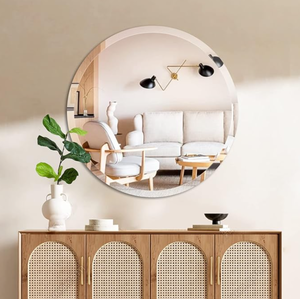 lot 133 image: Umzodo 32 Frameless Beveled Round Mirror with 1 Edge for Bathroom