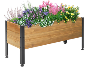 lot 170 image: Wood Rectangular Garden Planter Box Raised Bed Outdoor