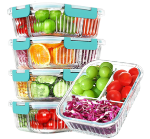 lot 173 image: LOT OF 5 KOMUEE Glass Meal Prep Containers
