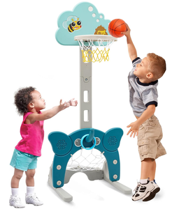 lot 175 image: 4-in-1 Toddler Basketball Hoop, Adjustable Height Kids Basketball Hoop with Soccer Goal