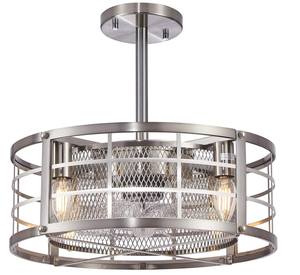 lot 181 image: Caged Ceiling Fans with Lights, Brushed Nickel Fandelier Ceiling Fan with Light and Remote