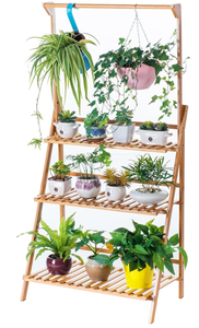 lot 251 image: COPREE Bamboo 3-Tier Hanging Plant Stand Planter Shelves Flower Pot Organizer