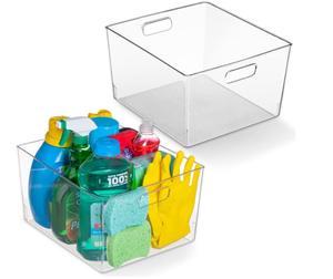 lot 292 image: LOT OF 2 ClearSpace XL Clear Plastic Storage Bins