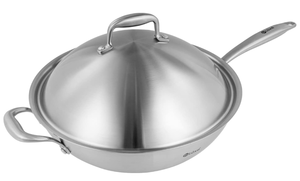 lot 294 image: Stainless Steel Wok Pan, 12.5 Stir Fry Pan with Steel Lid