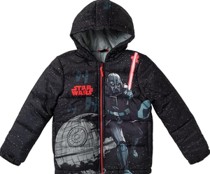 lot 303 image: SIZE 14-16 STAR WARS TIE Fighter Darth Vader Zip Up Puffer Jacket