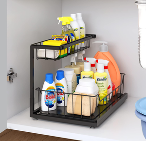 lot 311 image: Suppino Under Sink Organizer, 2-Tier Metal Put Out Under Kitchen Sink Organizers