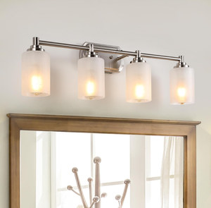 lot 332 image: Modern Vanity Light, 4 Light Bathroom Vanity Lighting Fixtures Brushed Nickel