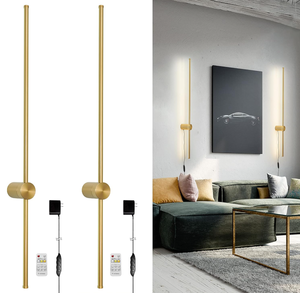 lot 338 image: LOT OF 2 Modern Plug in Wall Sconces,Gold Plug in Wall Light with Remote