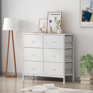 lot 340 image: BOLUO White Dresser for Bedroom 6 Drawer Organizers