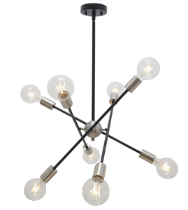 lot 349 image: BONLICHT 8 Lights Sputnik Chandeliers Black and Brushed Nickel