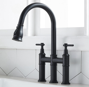 lot 21 image: SHACO Black Bridge Kitchen Faucet