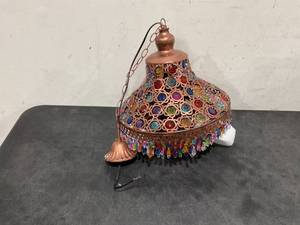 lot 40 image: Beautiful Multi Color Crystal Copper Lamp 15 Round