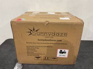 lot 62 image: Sunnydaze 45-Inch 2-Tier Arcade Solar Fountain with Battery Backup and LED Light-USED