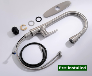 lot 595 image: Brushed Nickel Modern Kitchen Faucet with Pull Down Sprayer