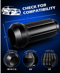 lot 606 image: Black Lug Nuts 14 x 1.5