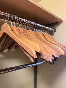 lot 42 image: Lot of 34 Cedar Clothes Hangers in Excellent Condition