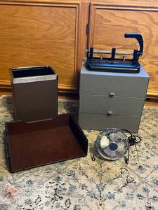 lot 24 image: Nice Office Supplies Lot including Hawaiian Breeze Desk Fan