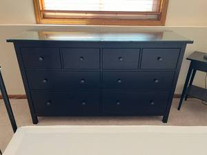 lot 60 image: IKEA Hemnes Dark BlackBrown Dresser with Glass Top in Excellent Condition