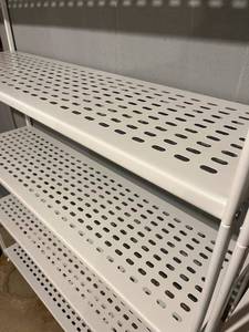 lot 70 image: White Metal Shelving Unit (47 W x 13.5 D x 64 H) in Excellent Condition