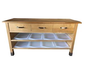 lot 93 image: IKEA Center IslandStorage Cabinet with Butcher Block Top (69 W x 25.5 D x 35.5H) in Excellent Condition