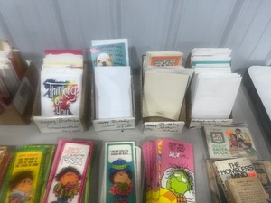 TABLE FULL OF GREETING CARDS