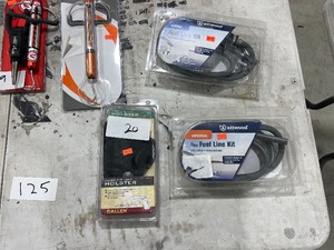 2 POPUPS, FISH SCALER, HOLSTER,OUTBOARD FUEL LINE KITS