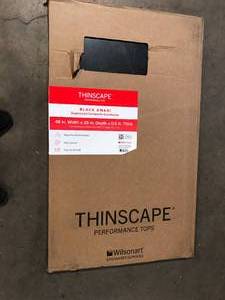 THINSCAPE 4 ft. L x 25 in. D Engineered Composite Countertop in Black Amani with Satin Finish    Customer Returns See Pictures