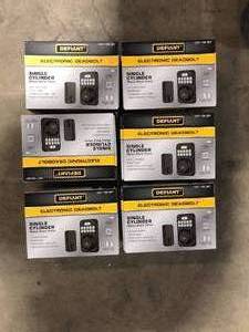 Lot of Defiant Single Cylinder Square Electronic Keypad Deadbolt Matte Black Customer Returns See Pictures