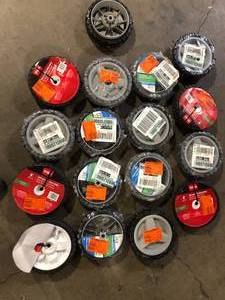 Lot of Assorted Lawn Mower Wheels Various Sizes Customer Returns See Pictures