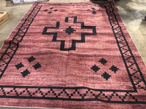 JONATHAN Y Korsa Geometric Medallion Machine-Washable RedBlack 9 ft. x 12 ft. Area Rug   Customer Returns See Pictures