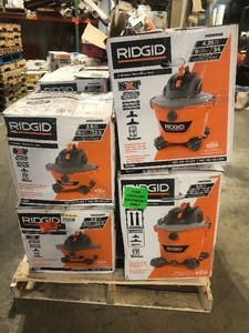Pallet of Assorted Ridgid WetDry Shop Vacs Various Models Sizes and Conditions Customer Returns See Pictures