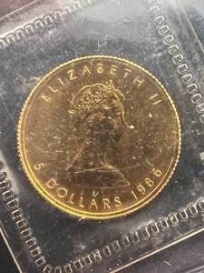 lot 01 image: 110th OZ .9999 PURE GOLD 1986 CANADIAN MAPLE LEAF