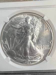 lot 13 image: 1986 AMERICAN SILVER EAGLE NGC MS69