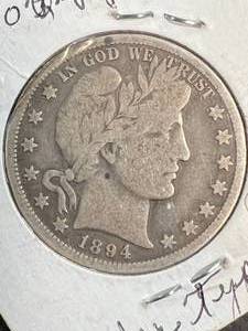 lot 57 image: 1894-O US BARBER HALF DOLLAR
