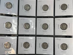 lot 99 image: SHEET OF 20 US MERCURY DIMES ALL 1945
