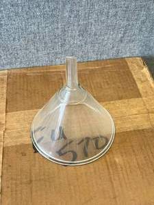 lot 73 image: Box of 24 - Heavy Wall Ribbed Funnels Mercer Glass.