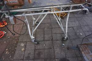 lot 27 image: Wheeled Work Bench With Mounted Dayton Bench Grinder and Vise
