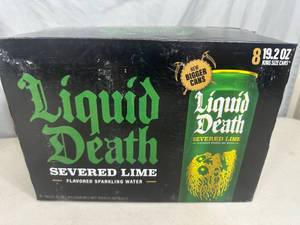 lot 15 image: New Case of 8 Tall Cans of Liquid Death Flavored Sparkling Water
