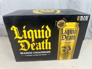 lot 16 image: New Case of 8 Tall Cans of Liquid Death Flavored Sparkling Water